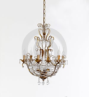 Crystal chandelier on white backgrounds photo