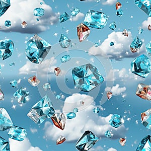 Crystal chips and sparkles against a surreal blue sky (tiled)