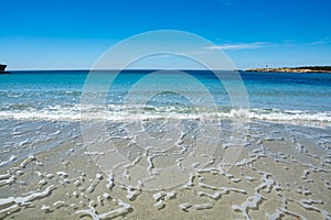 Crystal clear blue Mediterranean sea water on St.Croix Martigues beach, Provence, France