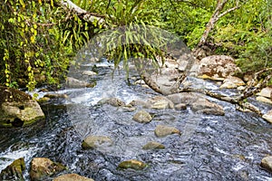 Crystal clear Blue Pools mountain water in  Phongn National Park - Kebang. Clean and pure spring water from mountain