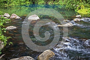 Crystal clear Blue Pools mountain water in  Phongn National Park - Kebang. Clean and pure spring water from mountain