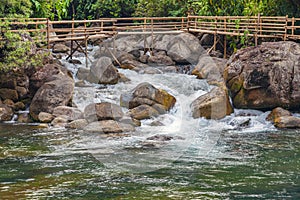 Crystal clear Blue Pools mountain water in  Phongn National Park - Kebang. Clean and pure spring water from mountain