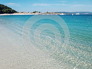 Crystal clear blue sea at the Cies islands