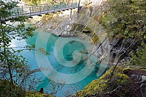 Makarora River`s Blue Pools on Haast Pass New Zealand