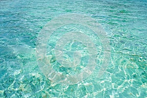 Crystal clear blue water in tropical lagoon