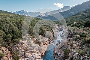 Fango river in Corsica and Paglia Orba mountain photo