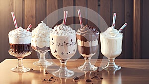 Crystal Clear Glass for Indulging in a Tempting Chocolate Milkshake on National Chocolate .AI Generated