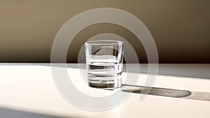 A crystal clear glass of water stands elegantly against a neutral gray background