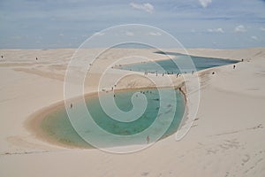 crystal clear lagoons in the middle of the dunes