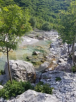 Crystal clear river lumi i Thethit in Albania