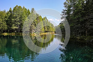 Crystal clear spring water at Kitch-iti-Kipi in Palms Book State Park, Manistique, Michigan photo