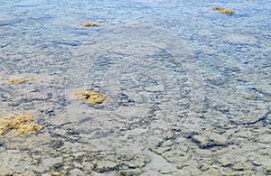 Crystal Clear Transparent Water with Underwater Stones - Abstract Natural Background