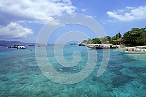 Crystal clear turquoise water of Bali Sea