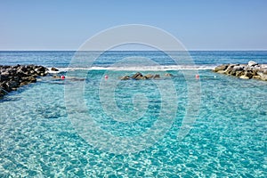 Crystal Clear Turquoise Water at Blue Lagoon Island in the Bahamas