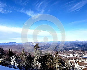 Crystal clear view Southern Vermont whispy clouds  Panoramic vista