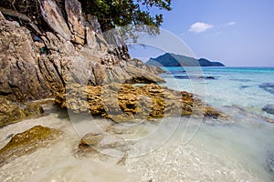 Crystal clear water at Flower Island - one of beautiful Islands in Kawthoung,a seaside province of Myanmar. photo