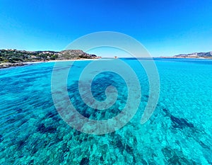 Crystal clear water in La Pelosa beach