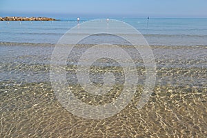 Crystal clear water of the Mediterranean Sea. Netanya, Israel