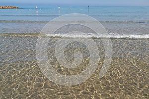 Crystal clear water of the Mediterranean Sea in Netanya, Israel