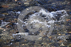 Crystal clear water in a mountain stream