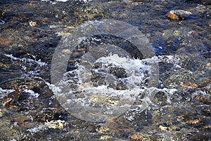 Crystal clear water in a mountain stream