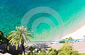 Crystal clear water in Nice, french riviera, cote d`azur, South France