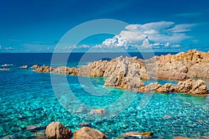 Crystal clear waters of Li Cossi beach, Sardinia