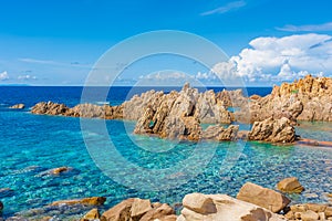 Crystal clear waters of Li Cossi beach, Sardinia