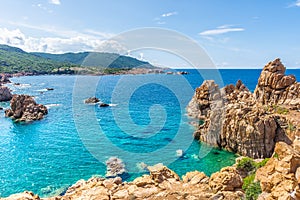 Crystal clear waters of Li Cossi beach, Sardinia