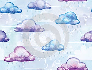 Crystal Clouds Watercolored Seamless Repeating Pattern