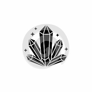 crystal cluster black white icon vector