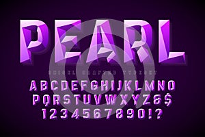 Crystal display font with facets, alphabet, letters