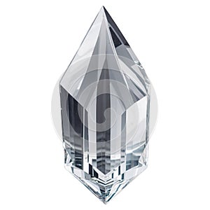 Sparkling Crystal Object with Precise Facets and Reflections against a White Background.