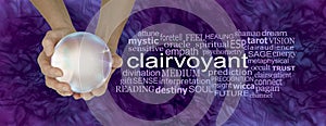 Crystal Gazing Clairvoyant Purple Word Cloud background