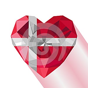 Crystal gem jewelry Danish heart with the flag of the Kingdom of Denmark. photo