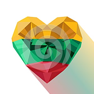 Crystal gem jewelry heart with the flag of the Republic of Lithuania.