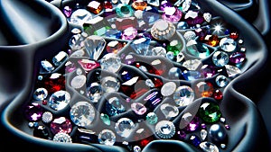 a crystal gemstone gift glamour sparkle jewelry showcase wealth treasure elegance display pearls golden precious gem jewel