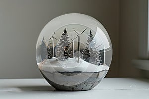 The crystal glass globe showcasing of clean and renewable energy.