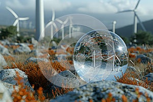 The crystal glass globe showcasing of clean and renewable energy.