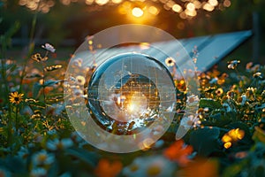 The crystal glass globe showcasing of clean and renewable energy.