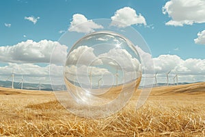 The crystal glass globe showcasing of clean and renewable energy.