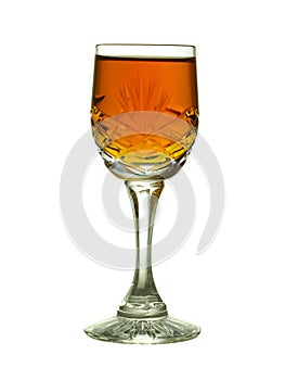 Crystal glass with sherry - backlit