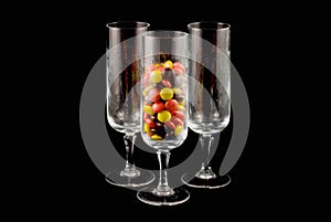 Crystal glasses with candy