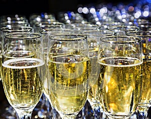 Crystal glasses with champagne