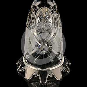 Crystal goblet close up on isolated black background