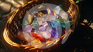 Crystal Healing Energy with Rainbow Light Reflections