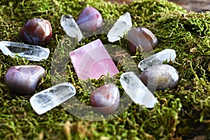 Crystal Healing Grid on Moss