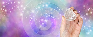 Crystal healing website banner with glitter