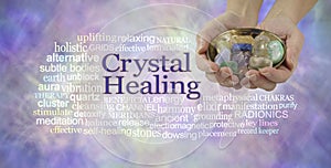 Crystal healing word cloud banner