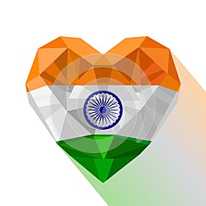 Crystal heart the flag of Republic of India.